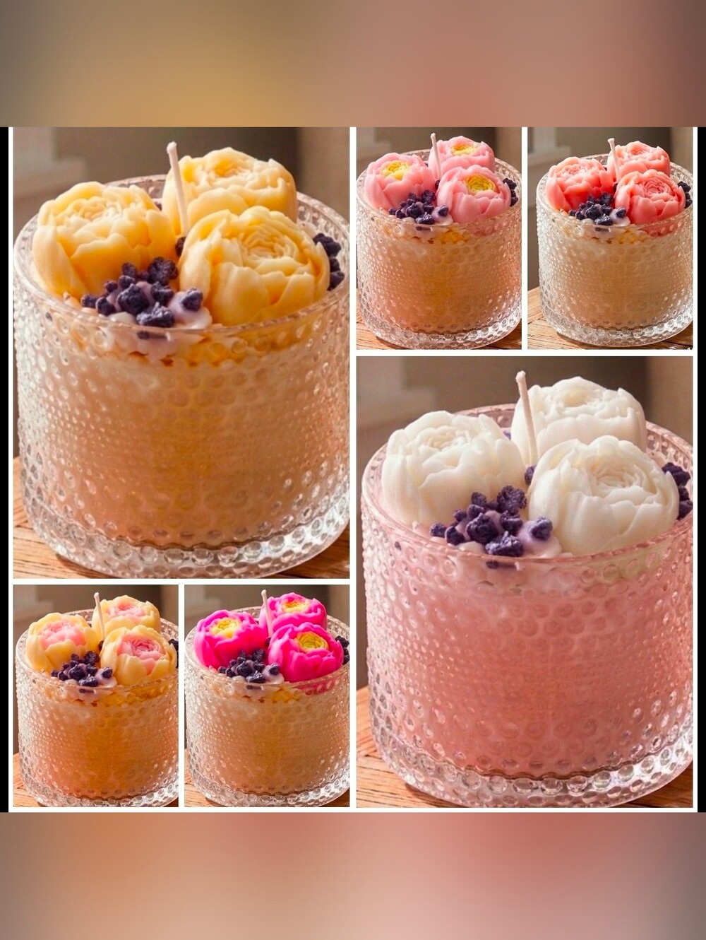 Handcrafted Floral Peony Soy Wax Glass Jar Candle -Custom Made for You!